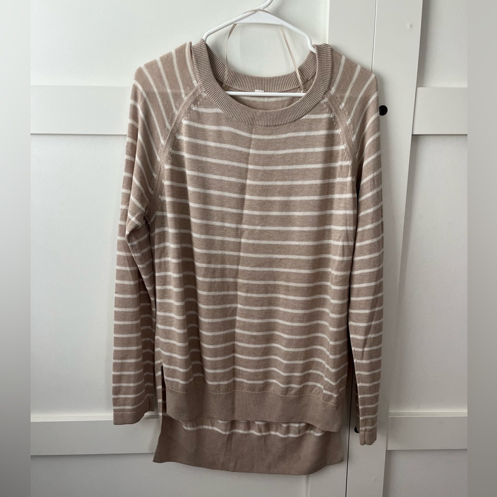 lululemon athletica Tan and White Striped Sweater